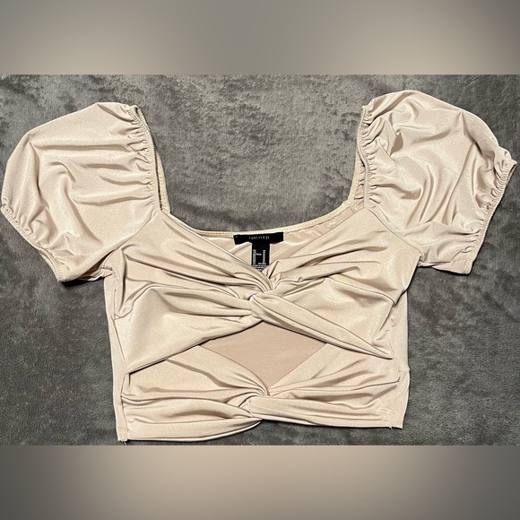 Forever 21 Tops - Forever 21 Puff Sleeve Cross Satin Top Size M Medium